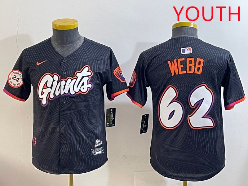 Youth San Francisco Giants #62 Webb Black Joint Name 2025 Nike MLB Jersey style 9